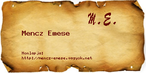 Mencz Emese névjegykártya